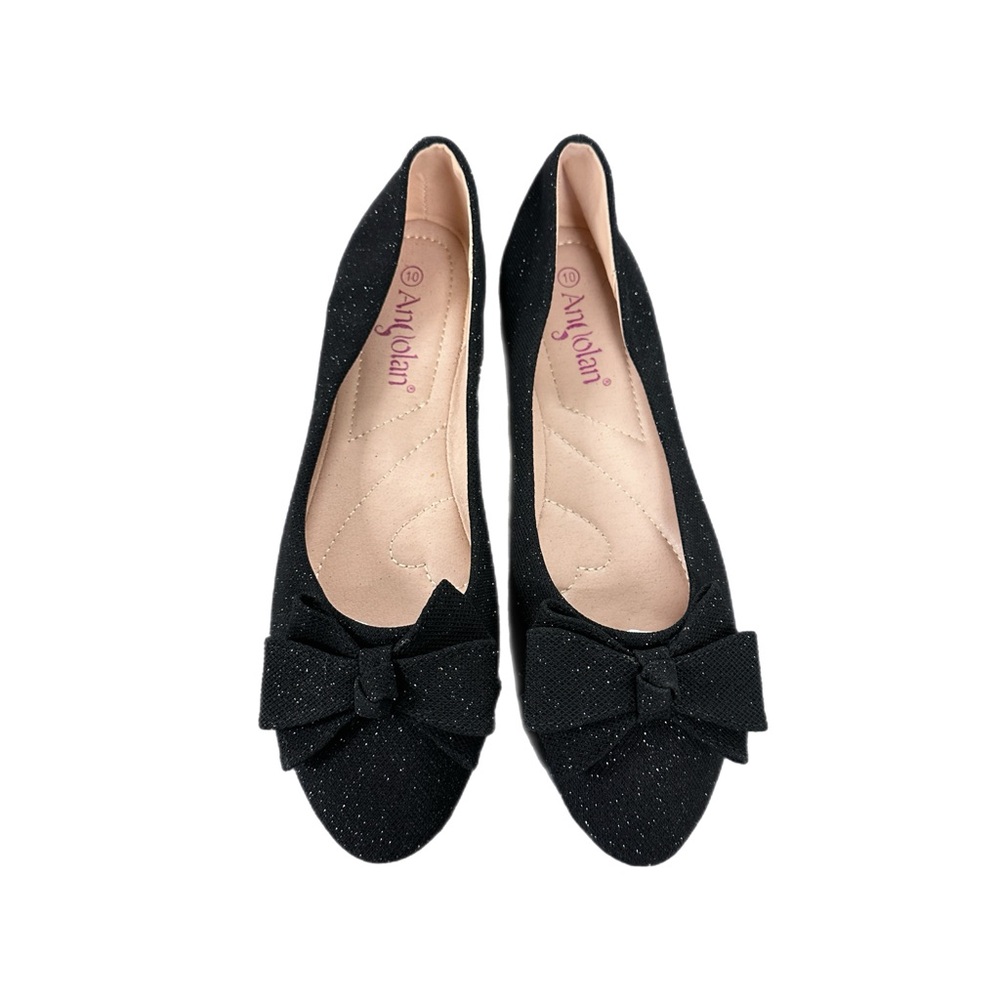 Black Women's Flats with Bow
